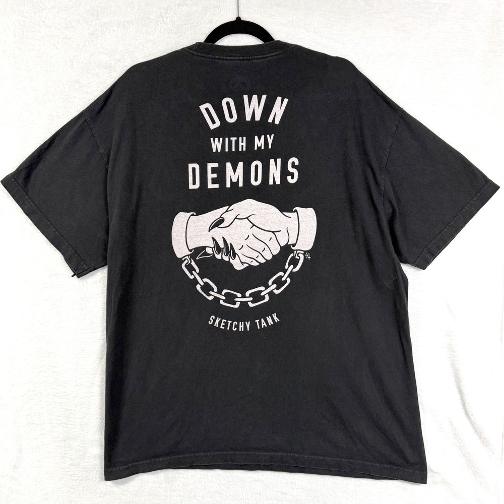 Sketchy Tank XL Black Down With My Demons Graphic Short Sleeve T-Shirt